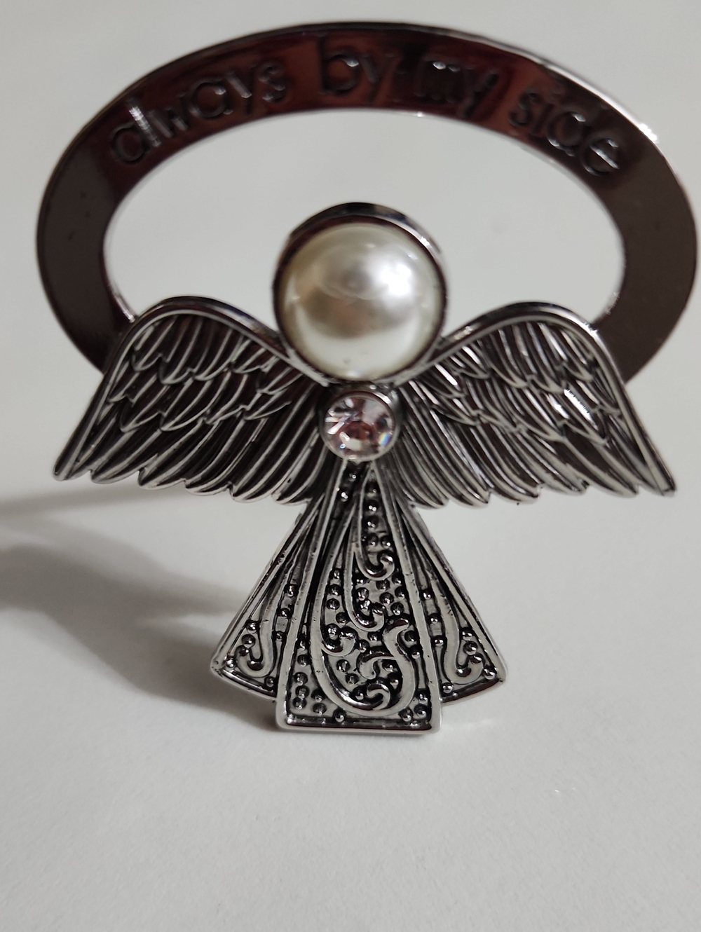 Always By My Side Silver Stand Up Angel with Pearl Accent